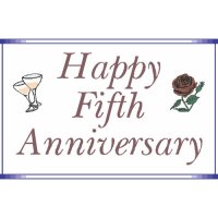 Happy Fifth Anniversary Light Iron On Stickers (Heat Transfers)